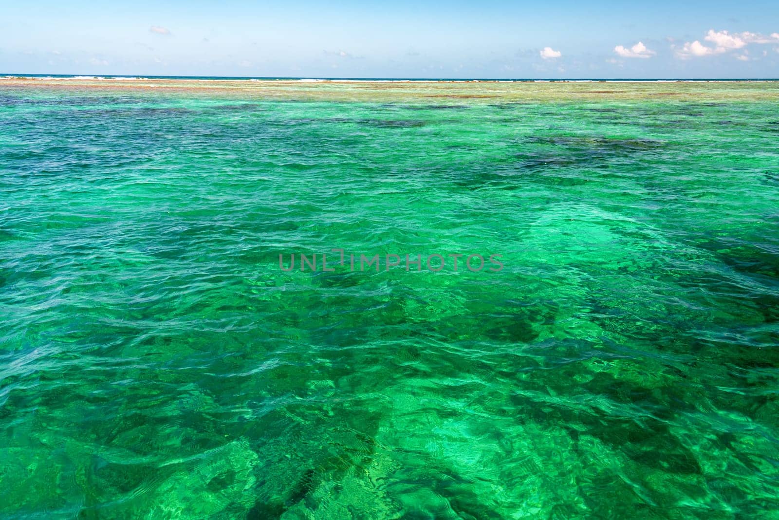 Beautiful Caribbean Sea in the Sian Kaan Biosphere Reserve near Tulum, Mexico