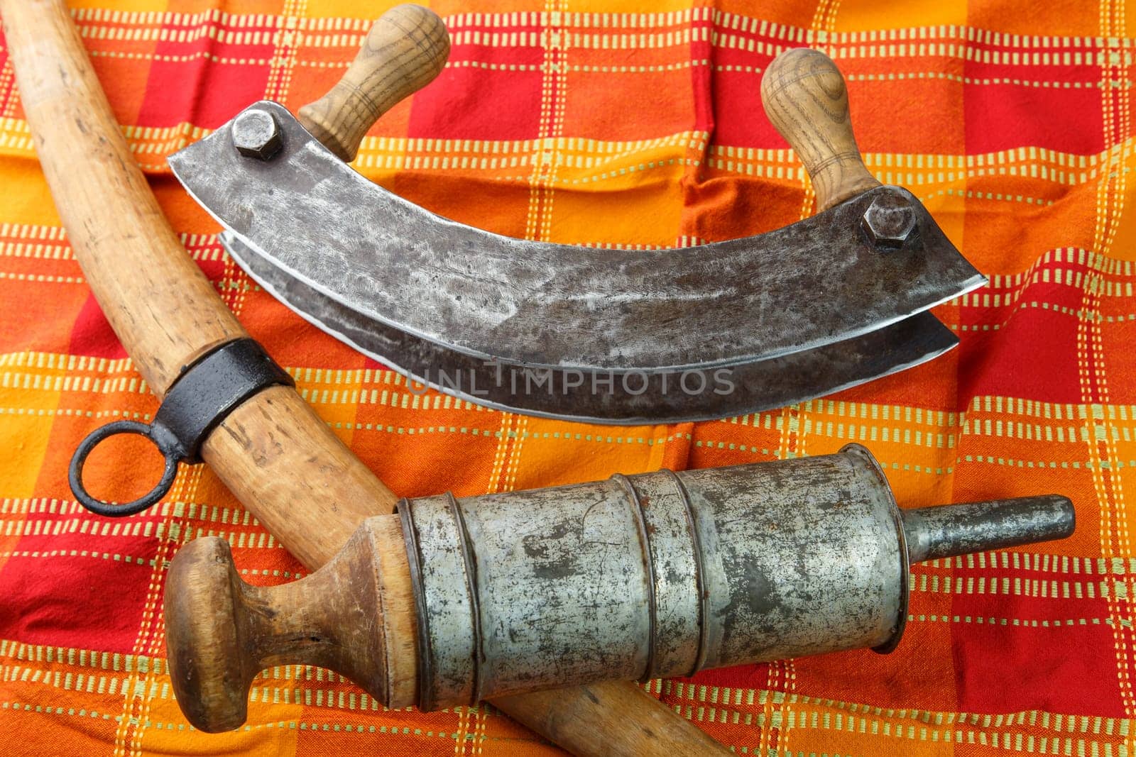 Old kitchen tools for the production of meat products - sausages