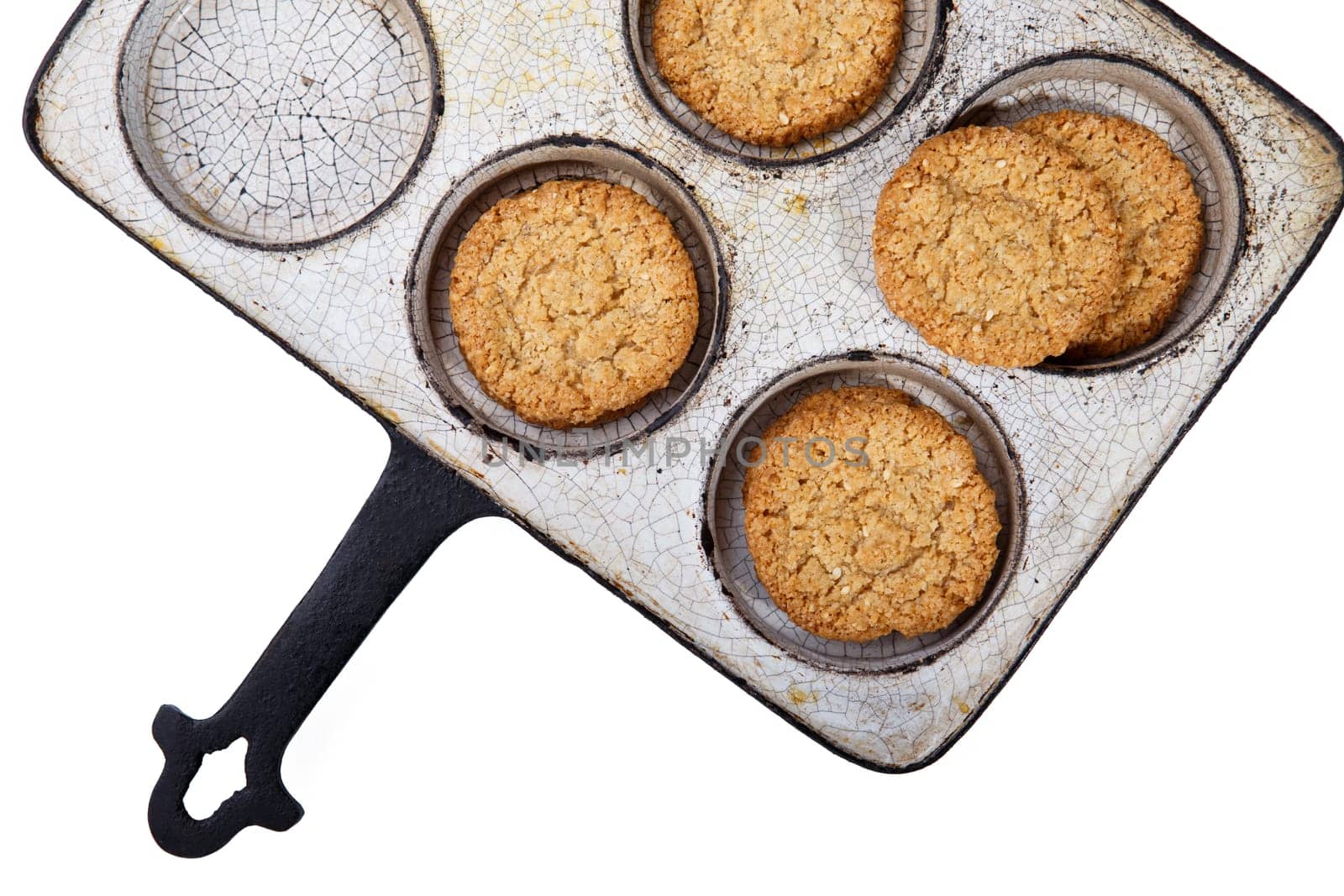 Cookies in a frying pan. Rustic style.