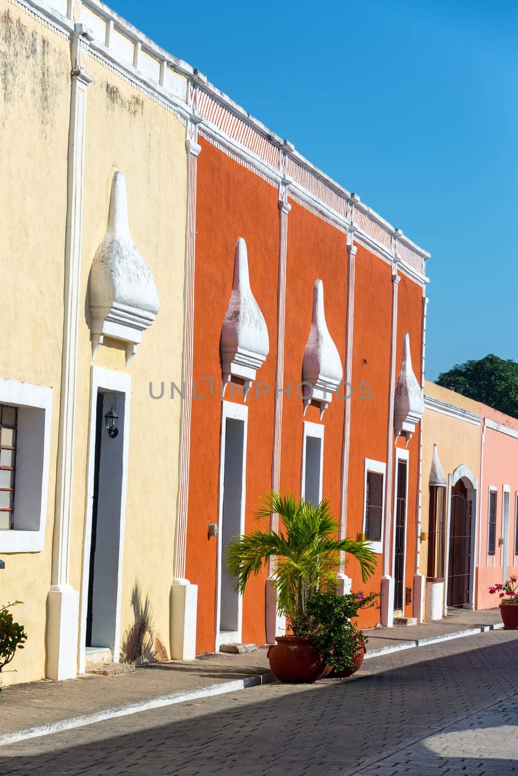 Colorful historic colonial buildings in Valladolid, Mexico