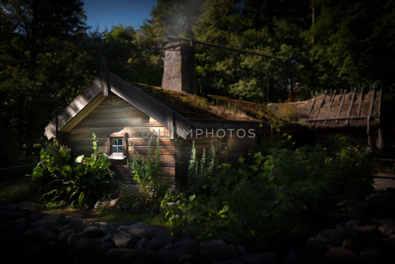 Skansen open-air museum and zoo in Sweden located on the island Djurgården in Stockholm. Old swedish traditional village. Scandinavia, Europe.