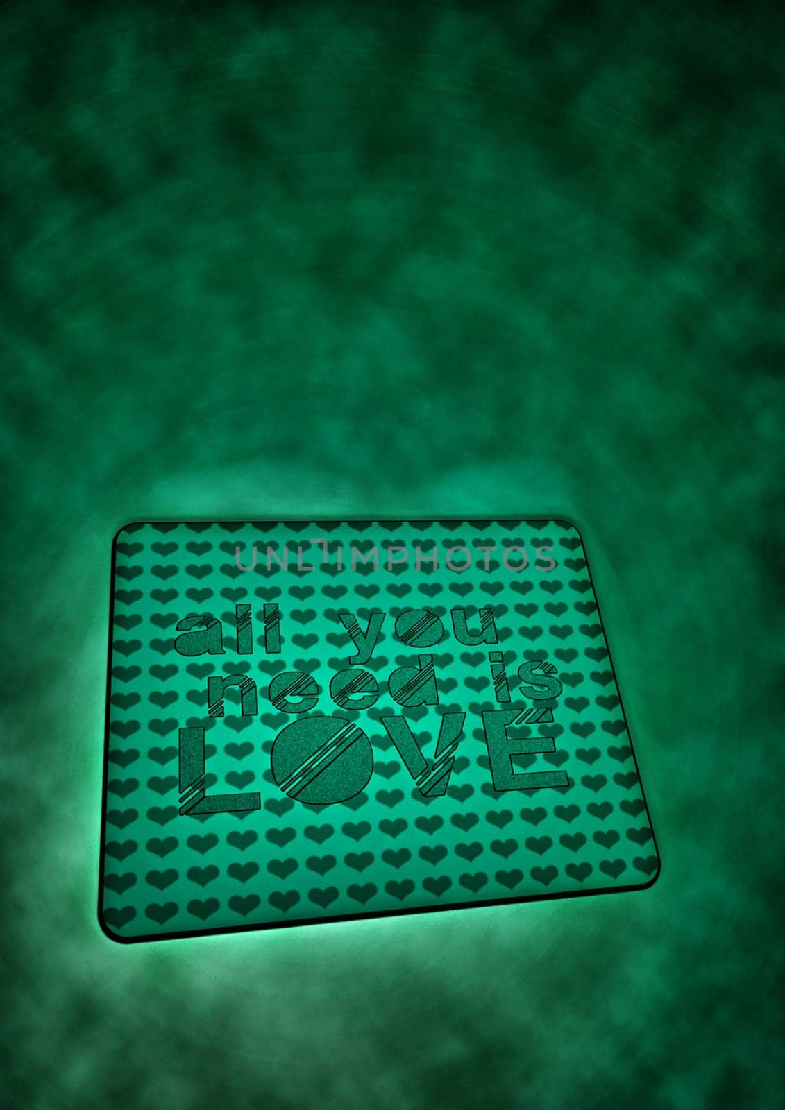 Dimensional inscription All you need is LOVE on background. 3D rendering.