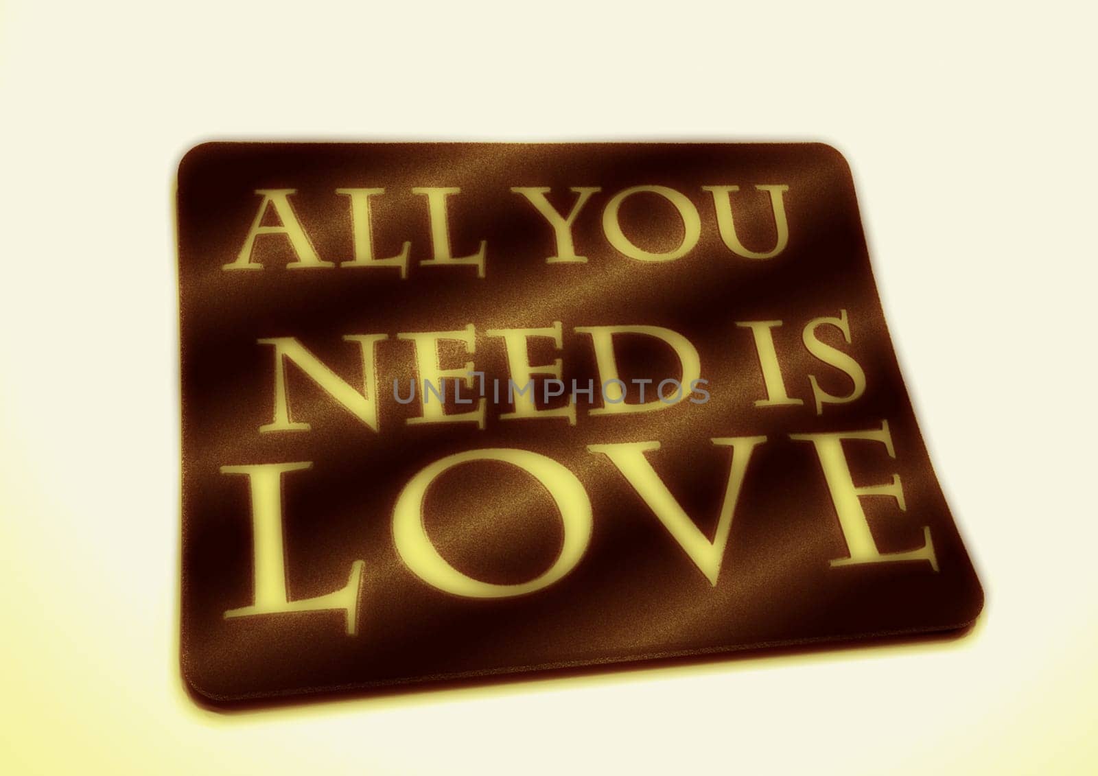 Dimensional inscription All you need is LOVE on background. 3D rendering.