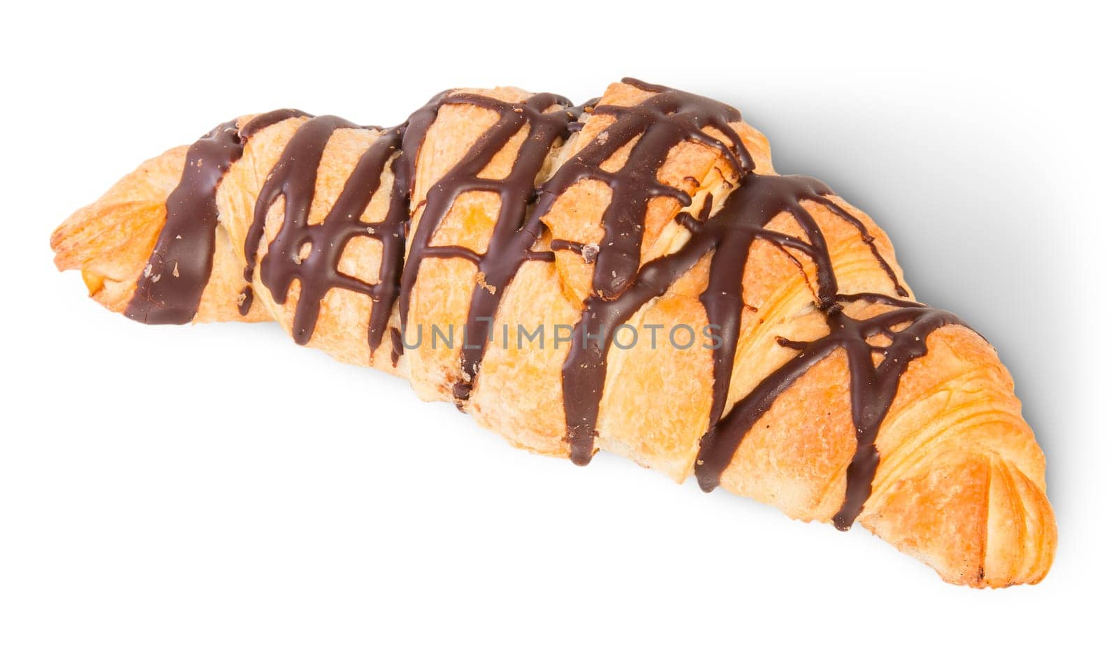 Croissant With Chocolate Isolated On White Background