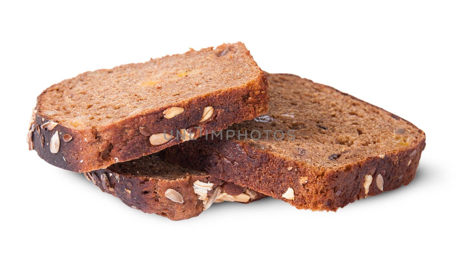 Several pieces of unleavened bread with seeds isolated on white background
