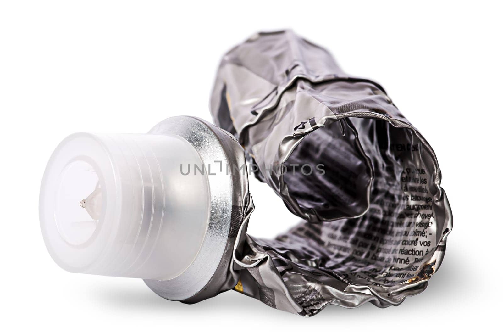 Old used from a cream tube twisted isolated on white background