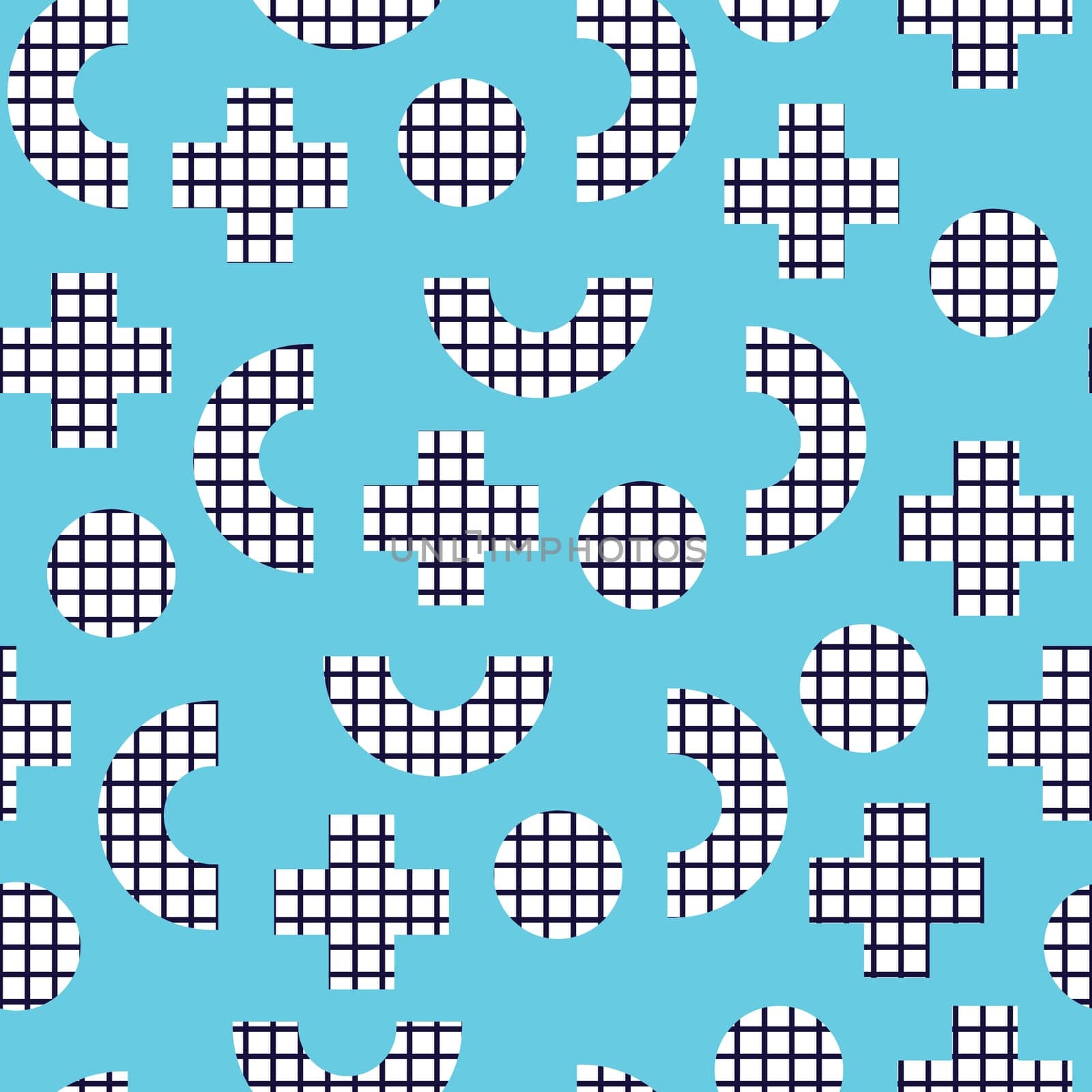 Seamless pattern in 90 80 style with simple geometric elements shapes