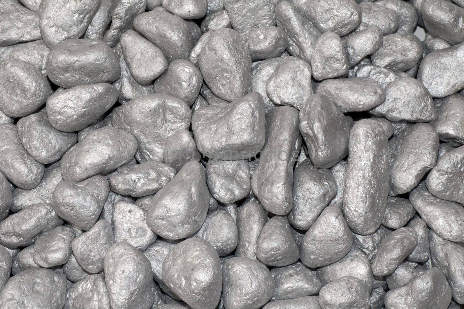 Silver stones for decoration as texture background.