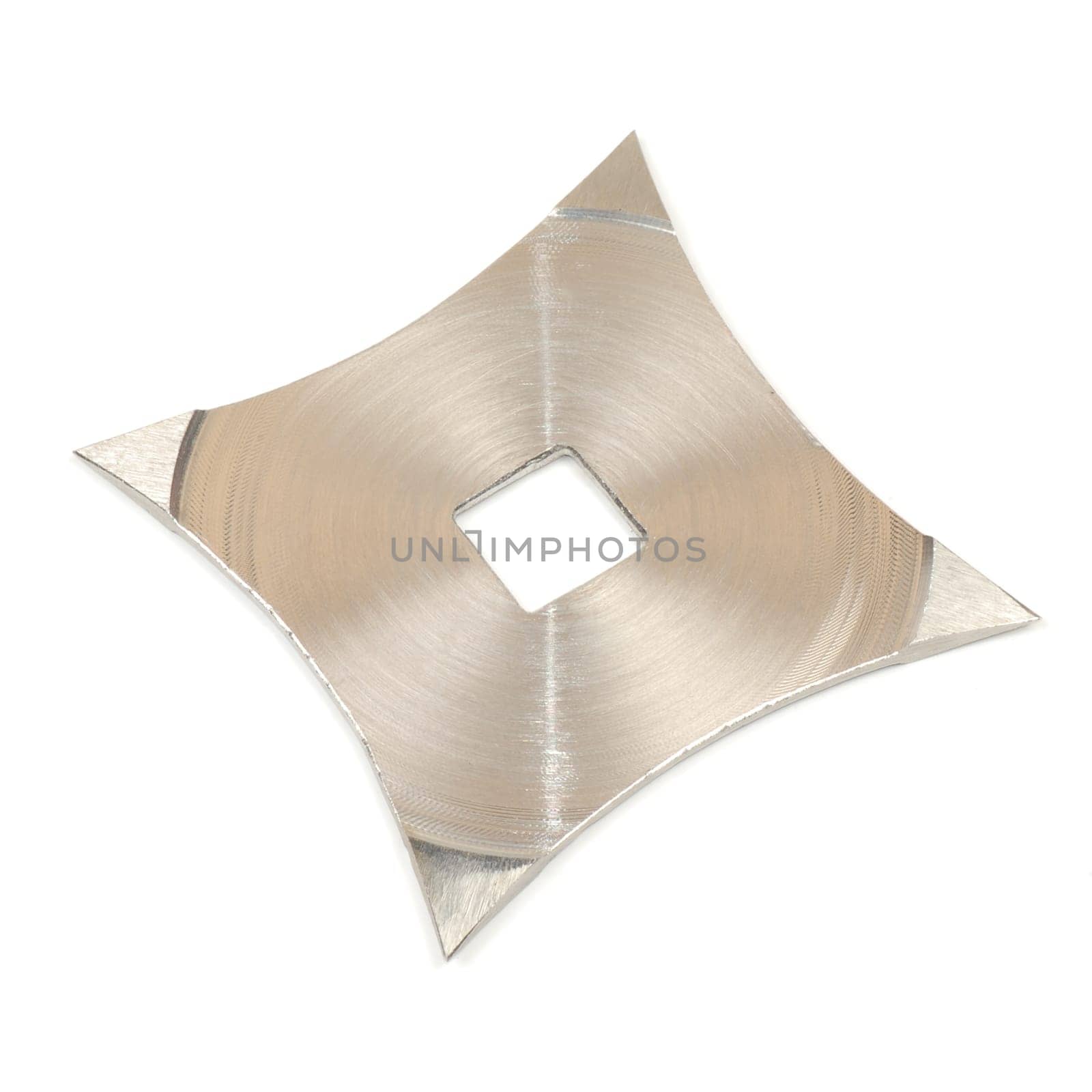 Silver shuriken on white background.