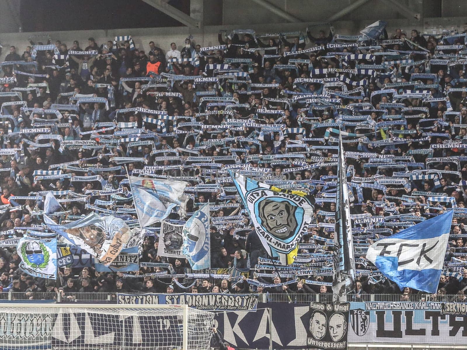Fanblock Chemnitzer FC at the 3rd league season 2016/2017 point game Chemnitzer FC against 1.