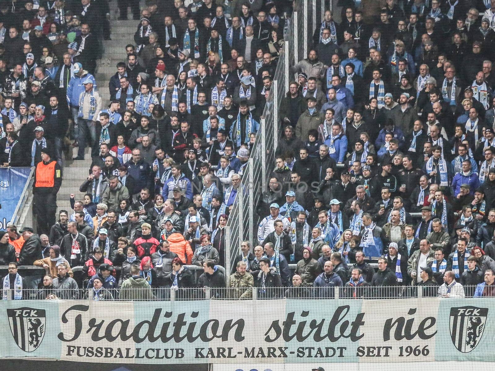 Fanblock Chemnitzer FC at the 3rd league season 2016/2017 point game Chemnitzer FC against 1.