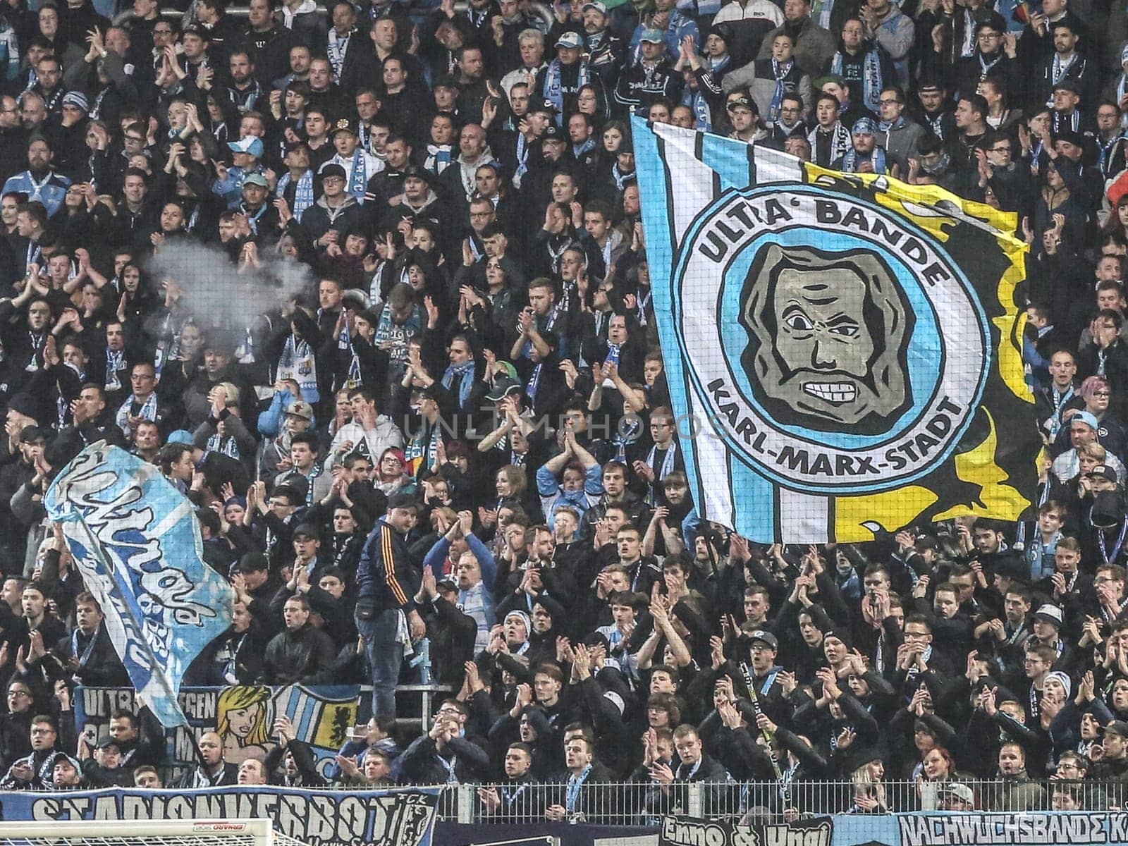 Fanblock Chemnitzer FC at the 3rd league season 2016/2017 point game Chemnitzer FC against 1.