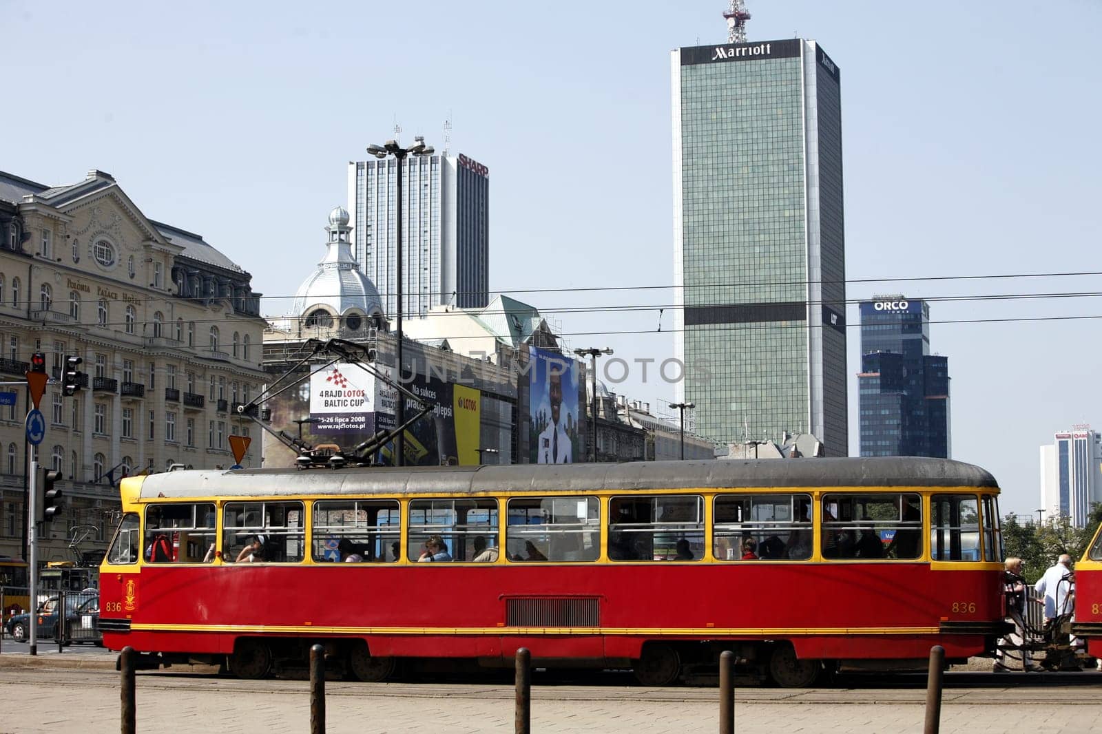 A City Train the modern City of Warsaw in Poland,East Europe.