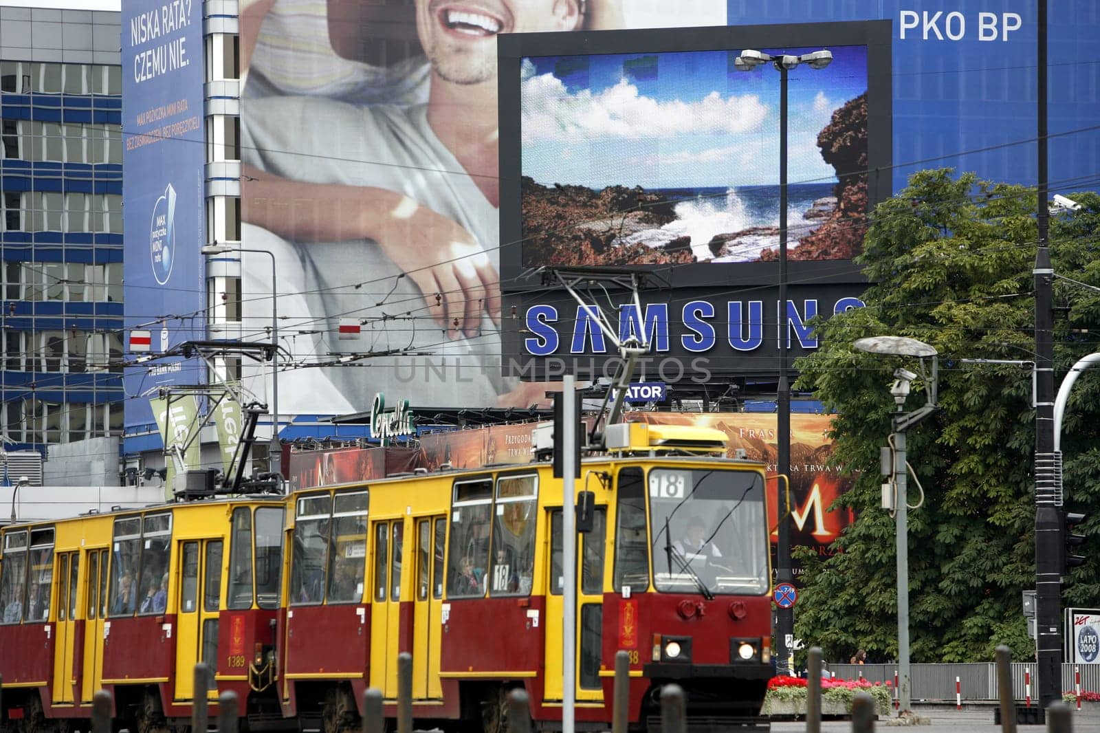 A City Train the modern City of Warsaw in Poland,East Europe.