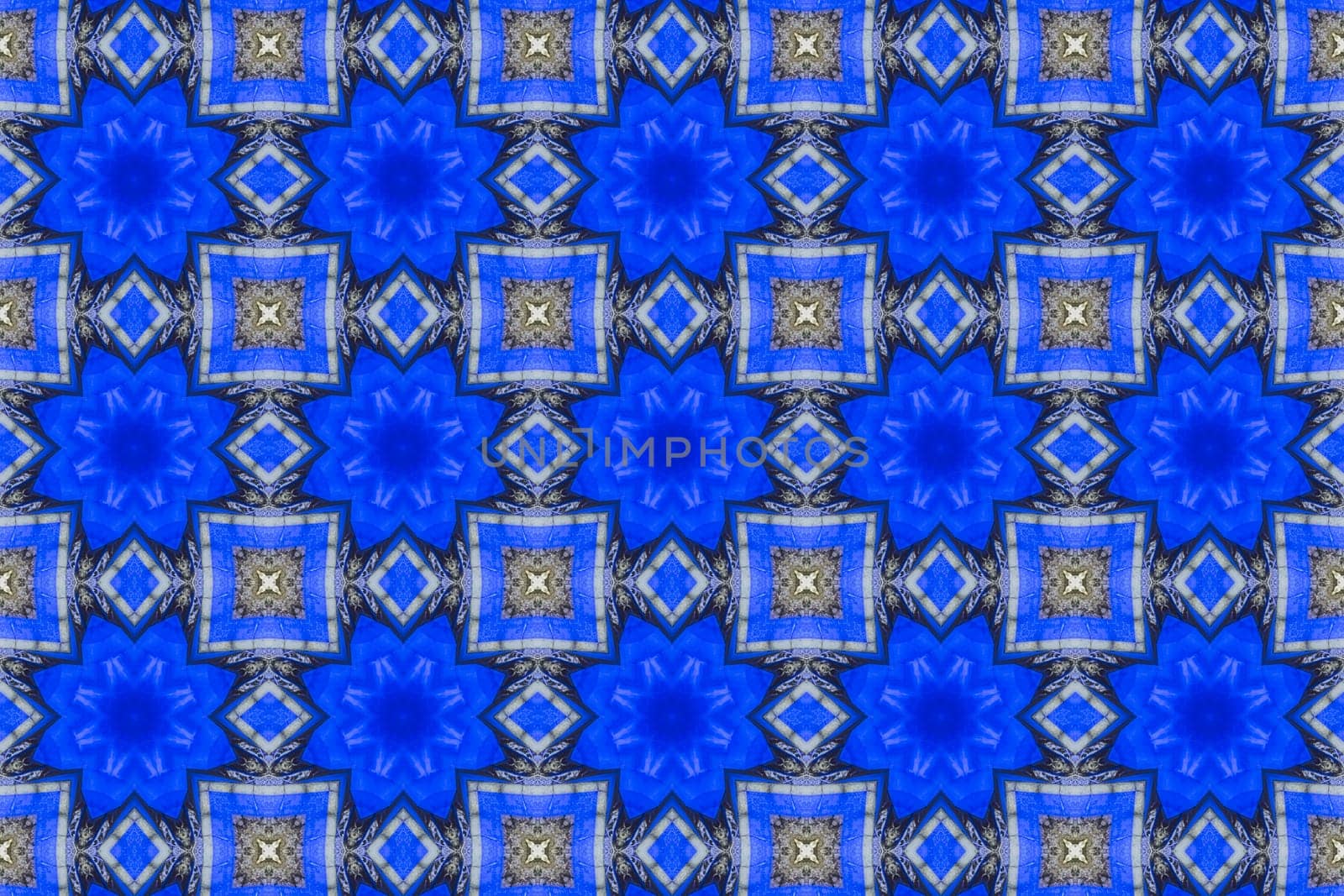 kaleidoscopic abstract seamless background in blue