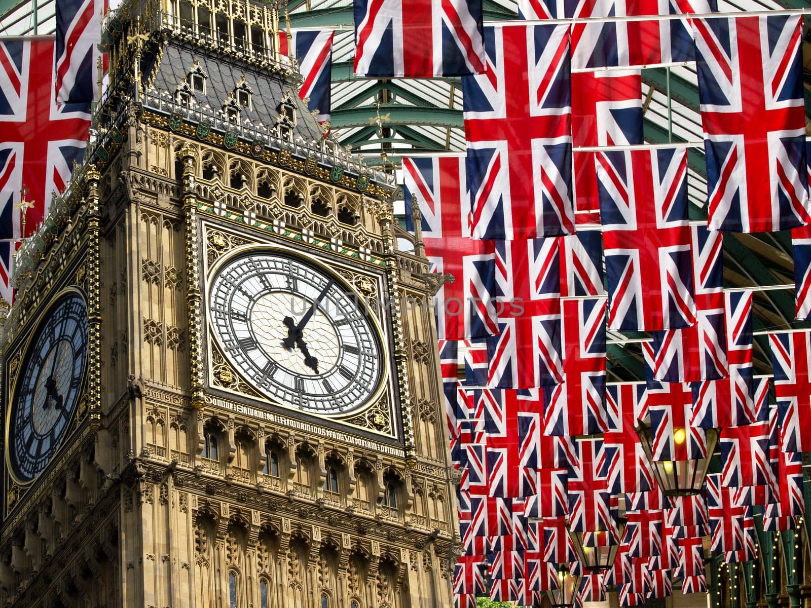 Union jack flags and Big Ben