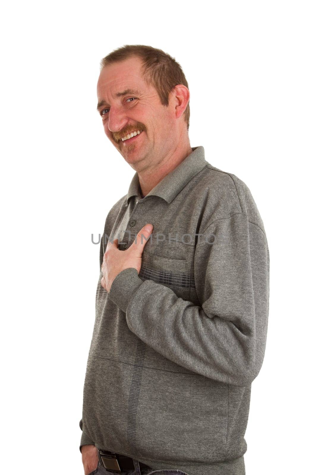 Man standing free on a white background