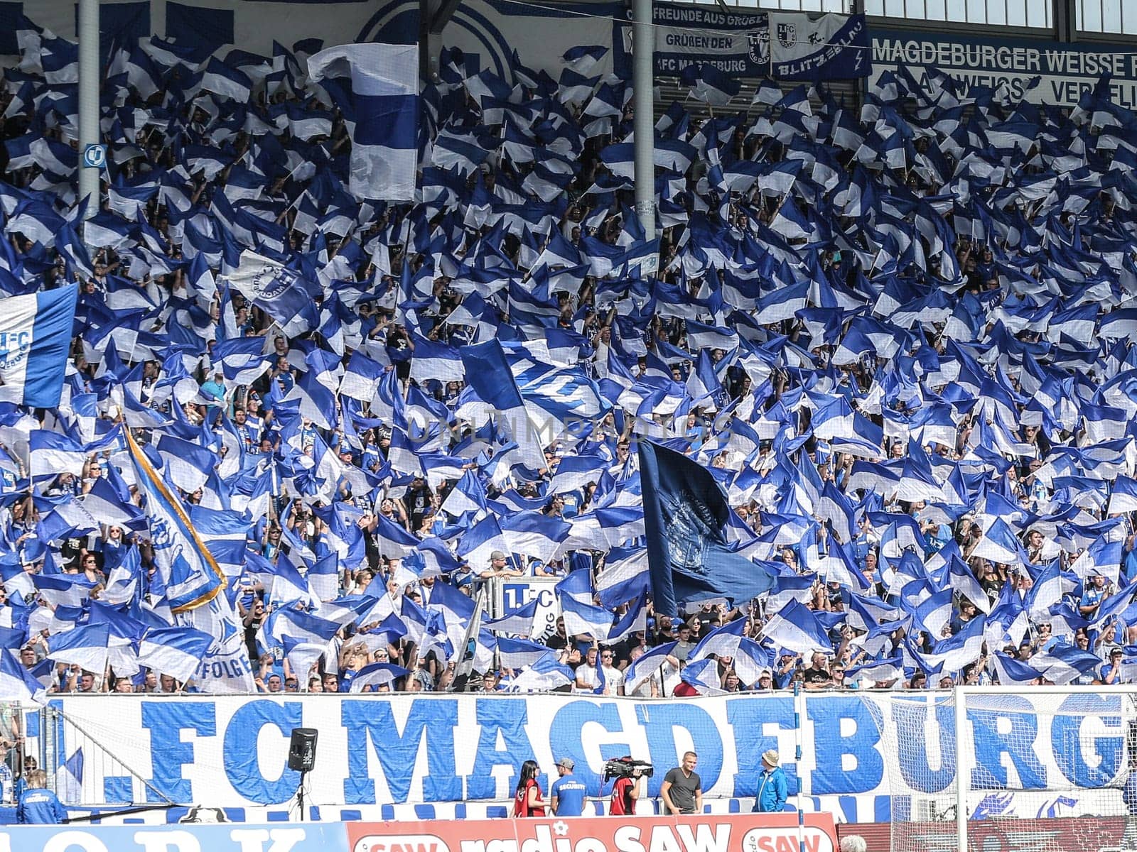 Fanblock 1.FC Magdeburg at the 3rd League Season 2016/2017 Point Game 1.FCM against FC Rot-Weiß Erfurt