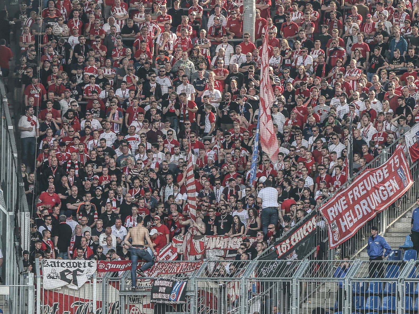Fanblock FC Rot-Weiss Erfurt at the 3rd league season 2016/2017 Point game 1.FCM against FC Rot-Weiß Erfurt