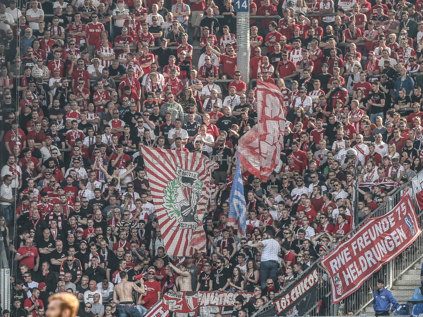 Fanblock FC Rot-Weiss Erfurt at the 3rd league season 2016/2017 Point game 1.FCM against FC Rot-Weiß Erfurt