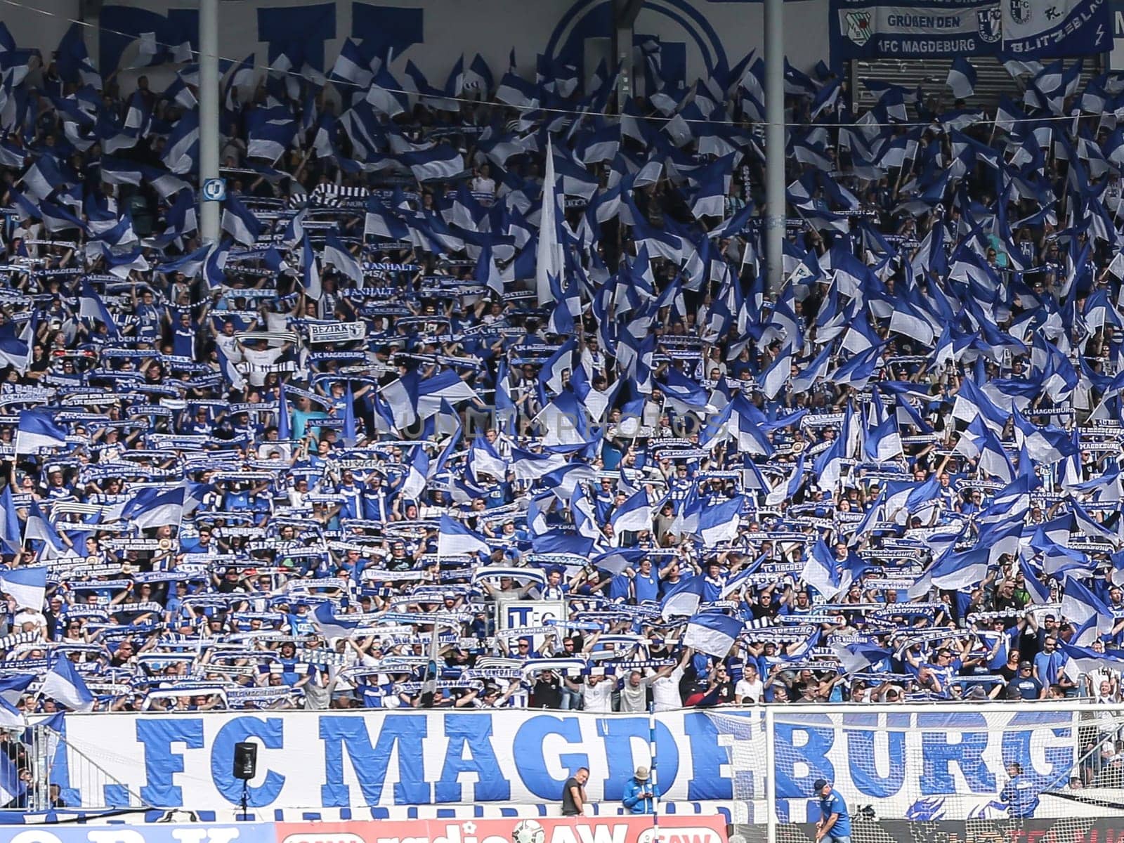 Fanblock 1.FC Magdeburg at the 3rd League Season 2016/2017 Point Game 1.FCM against FC Rot-Weiß Erfurt