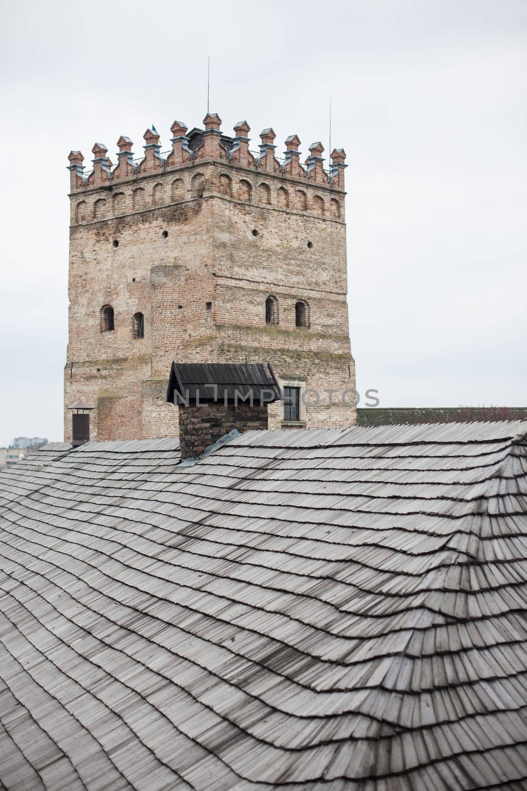 Area of old Lubart castle in cold spring Lutsk Ukraine
