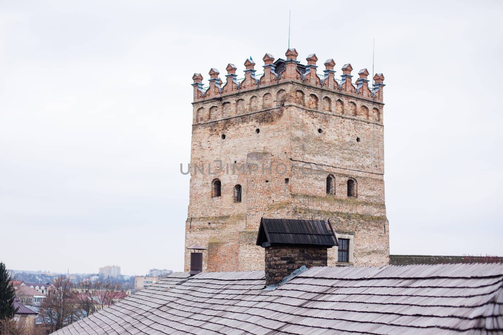 Area of old Lubart castle in cold spring Lutsk Ukraine