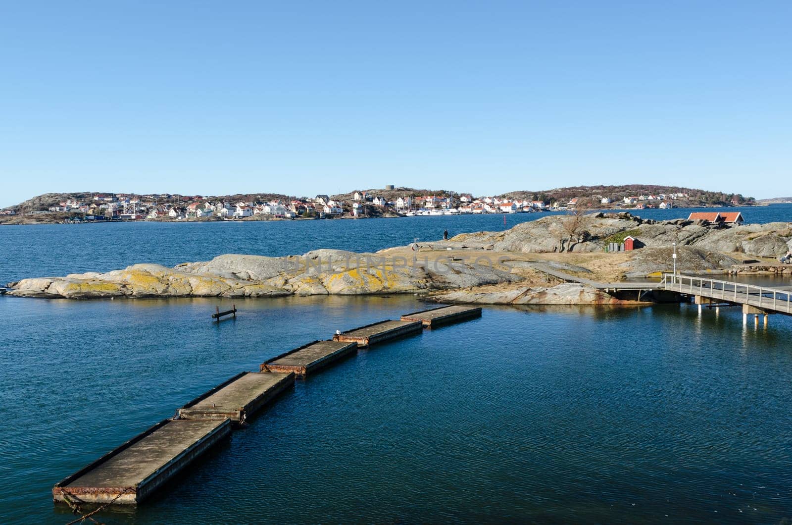 one harbour on a little island on sweden west-coast