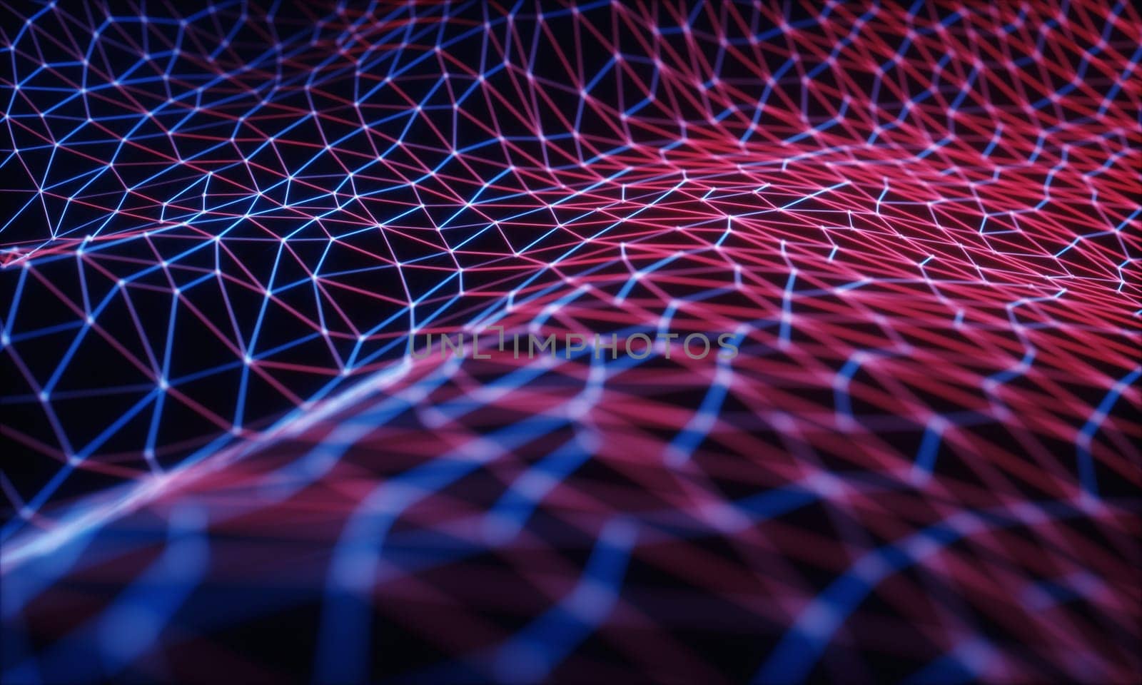 3D illustration, embossed mesh representing internet connections, cloud computing and neural network.