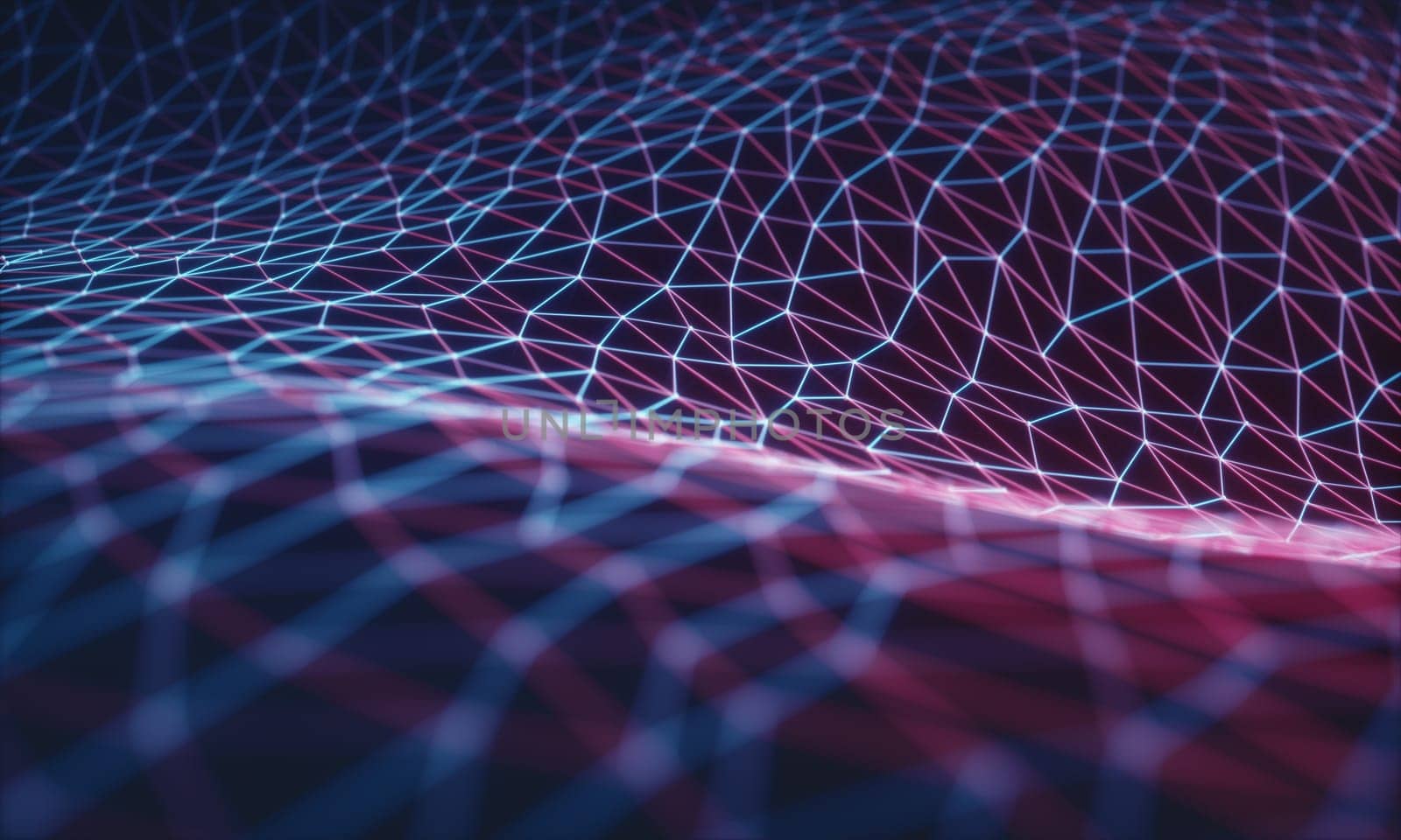 3D illustration, embossed mesh representing internet connections, cloud computing and neural network.