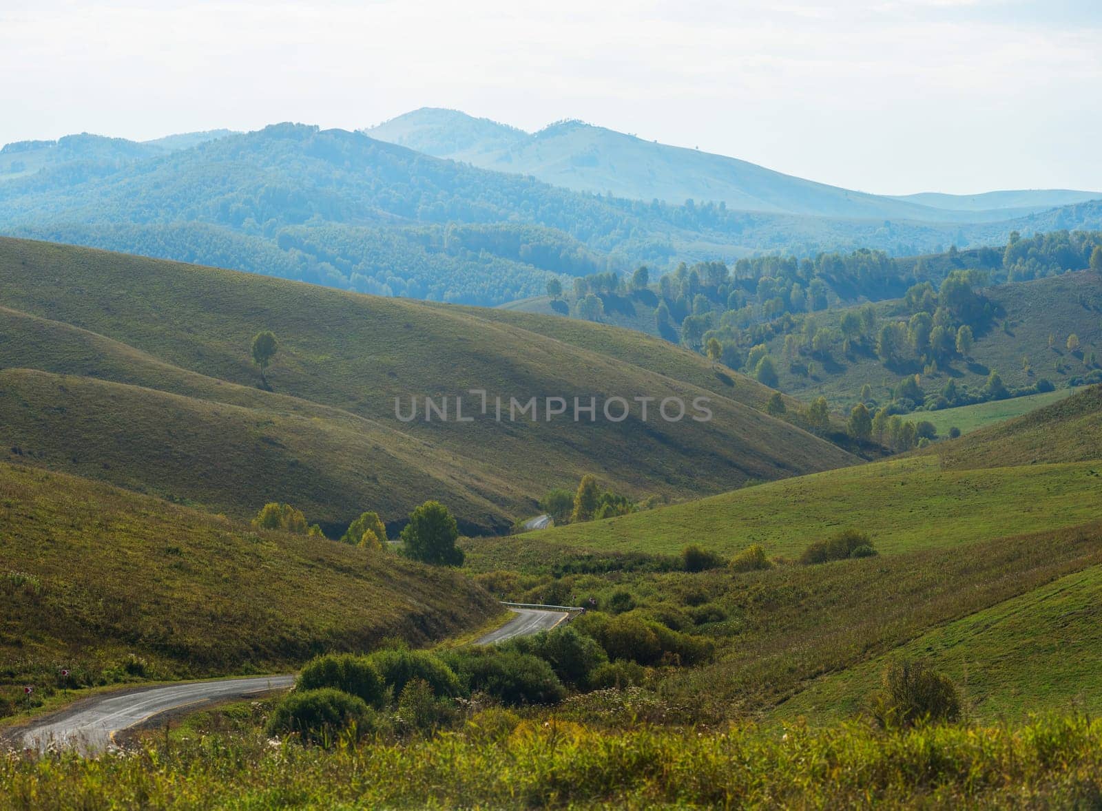 Road at the mountains, horisontal panorama