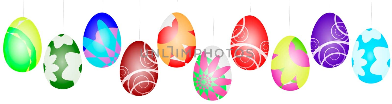 Easter Eggs Colorful Graphic Banner White Pattern