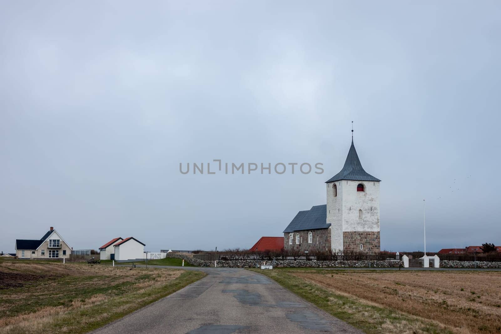 road to the small danish village with big church