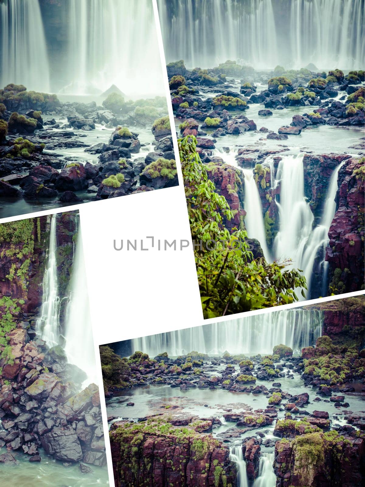 Collage of Iguassu Falls ( Brazil ) images - travel background (my photos)