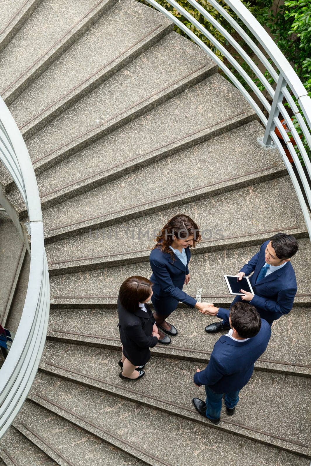 Top view of busienss people working together