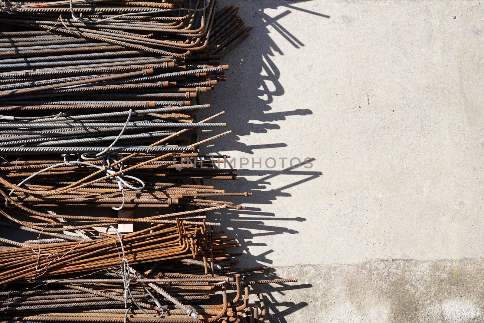 Reinforcing steel on a construction site