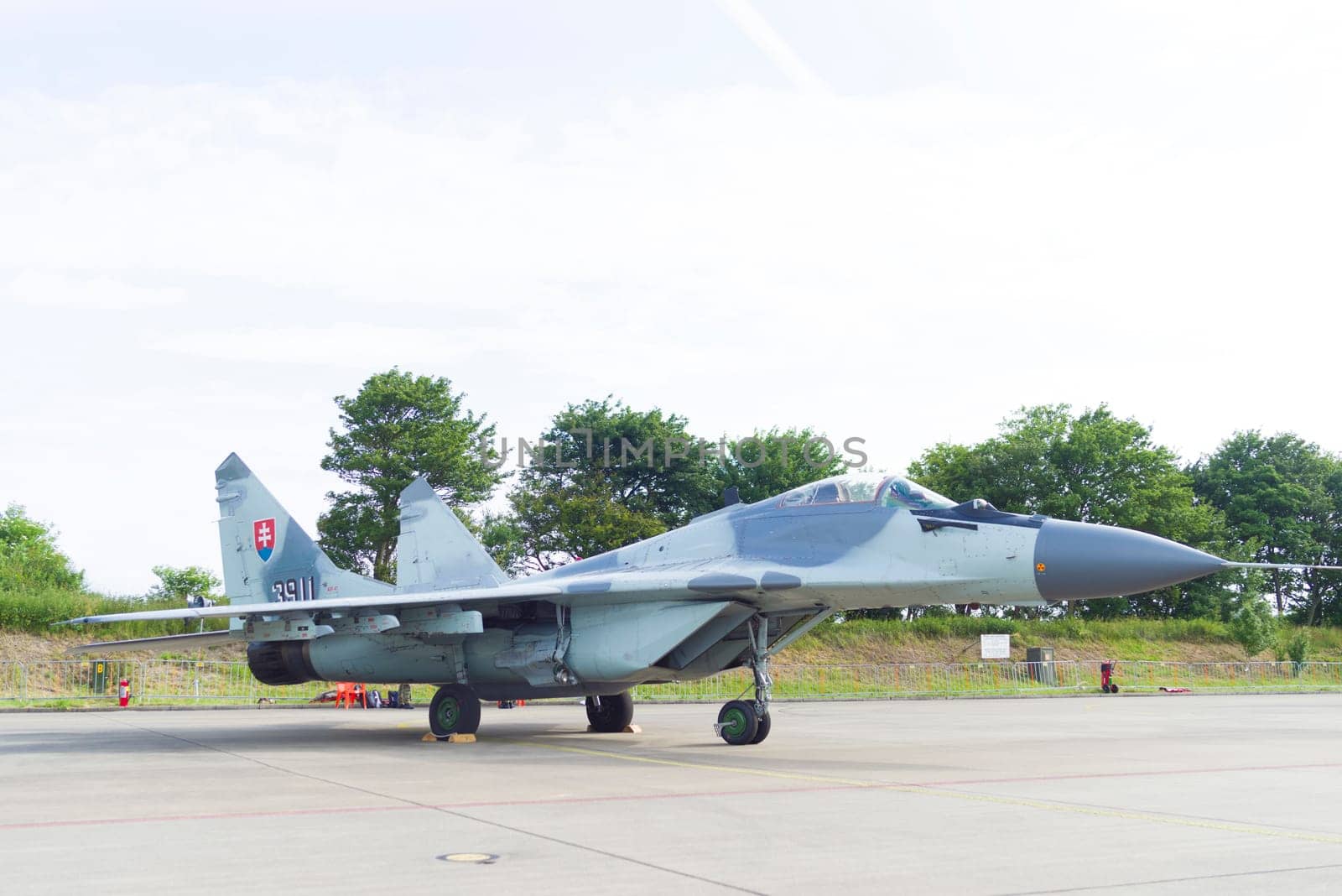 LEEUWARDEN, NETHERLANDS - JUNE 10, 2016: Slovak Air Force Mikoyan-Gurevich Mig-29AS (Mig-29SD) during the dutch air force open days