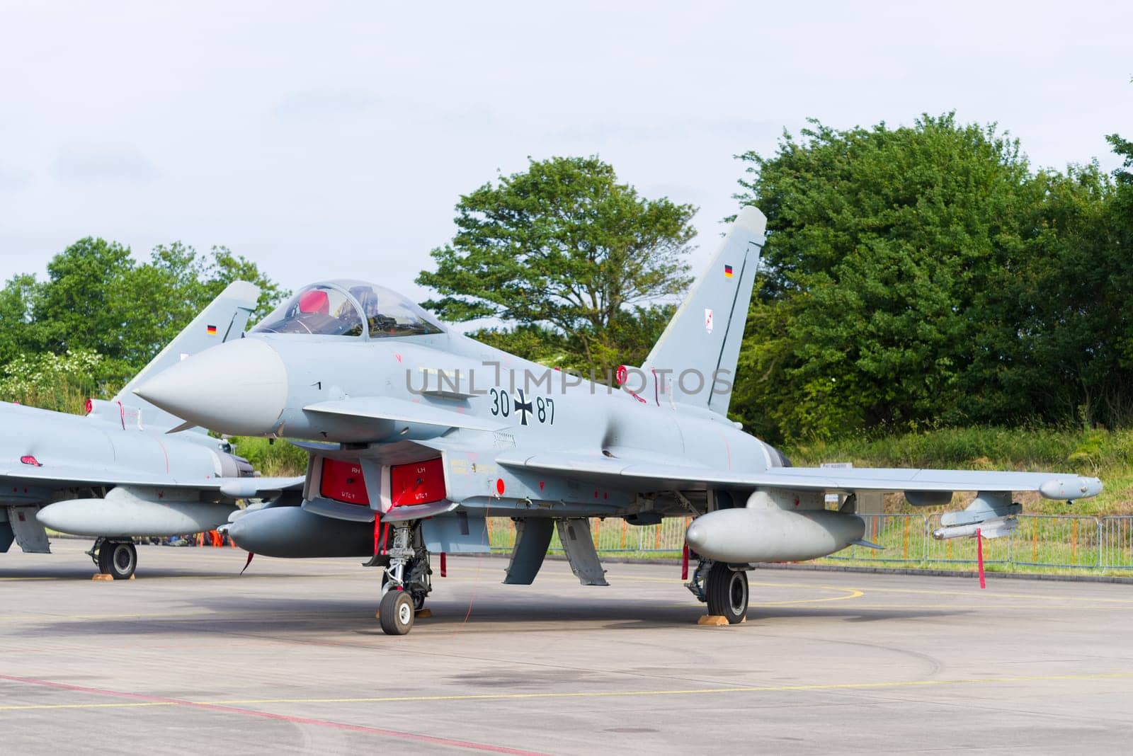 LEEUWARDEN, NETHERLANDS - APRIL 10, 2016: German Air Force EF2000 Eurofighter from JaboG 31 "Boelcke"" during the dutch air force open days."