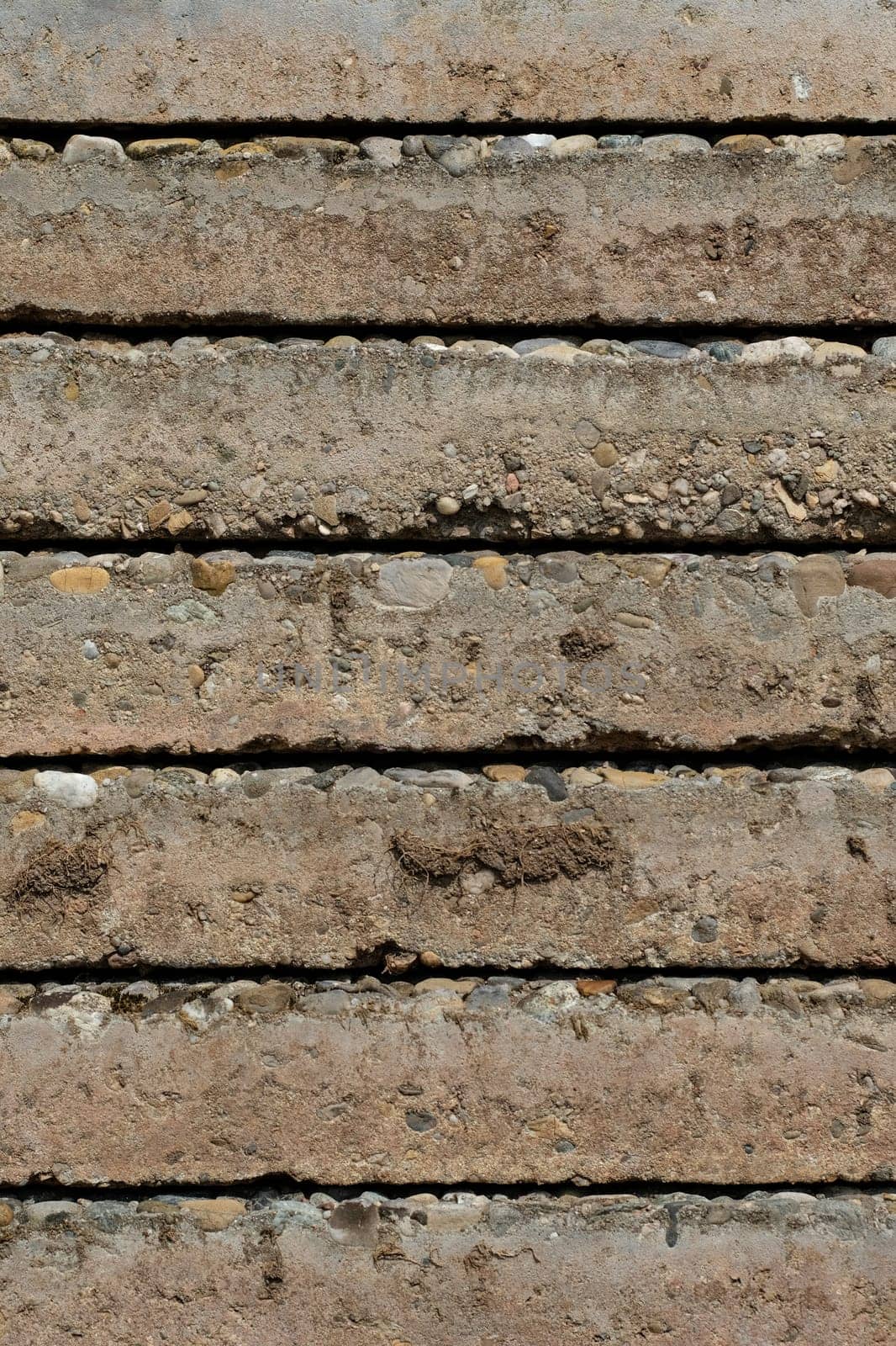 Close-up of wax concrete slabs from the side in detail
