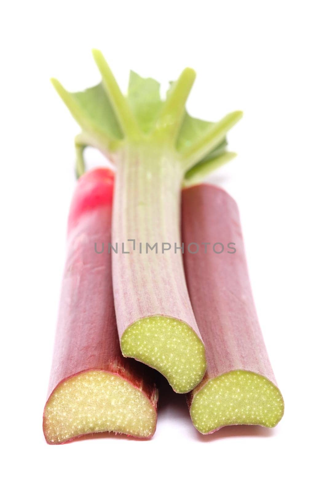 Sticks of rhubarb in portrait format as croakers