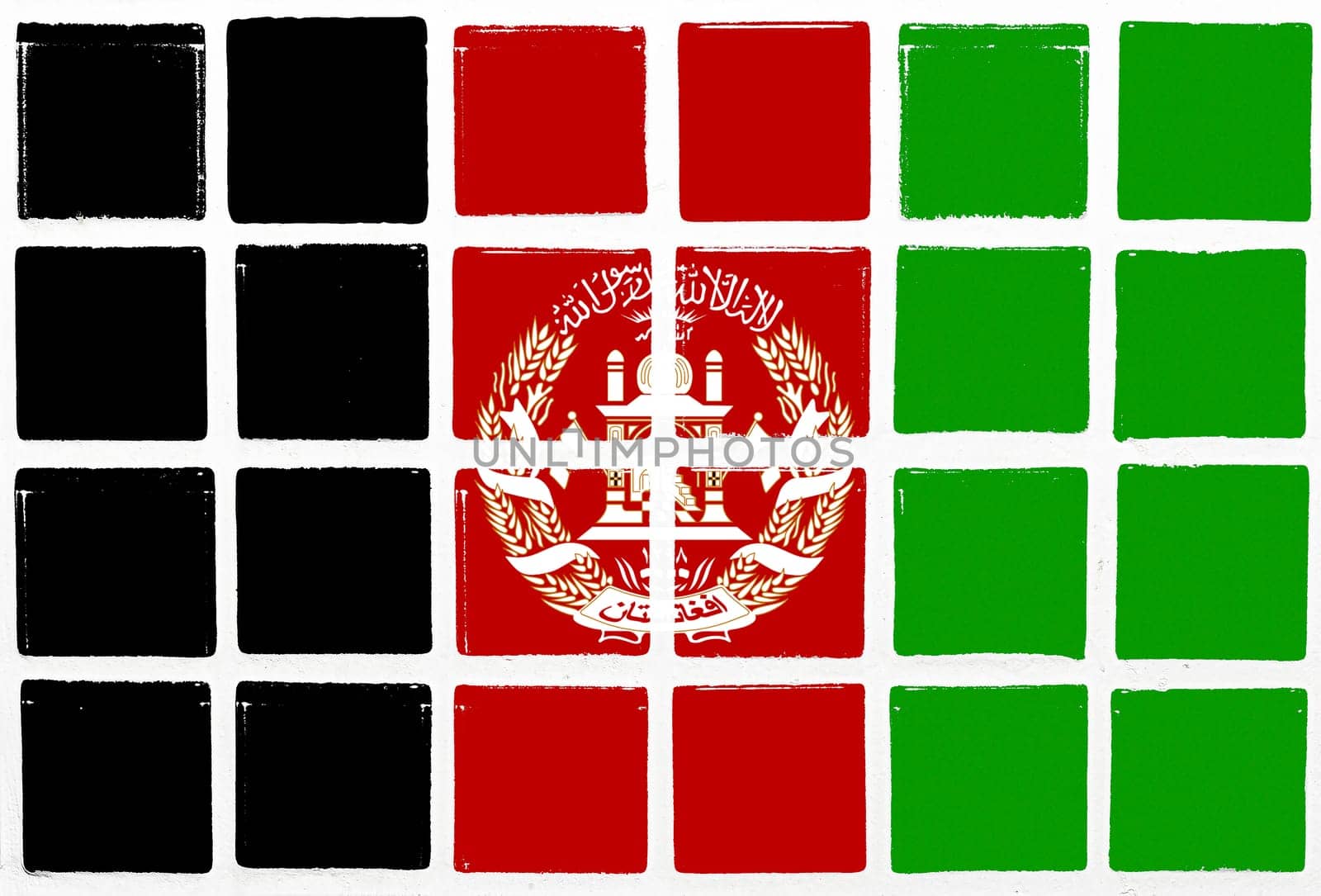 Glazed tiles afghanistan flag