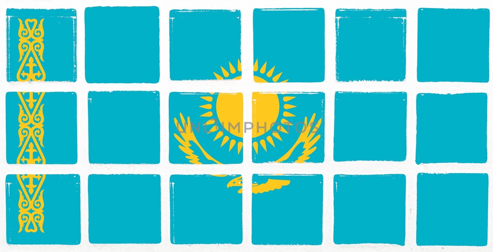 Glazed tiles kazakhstan flag