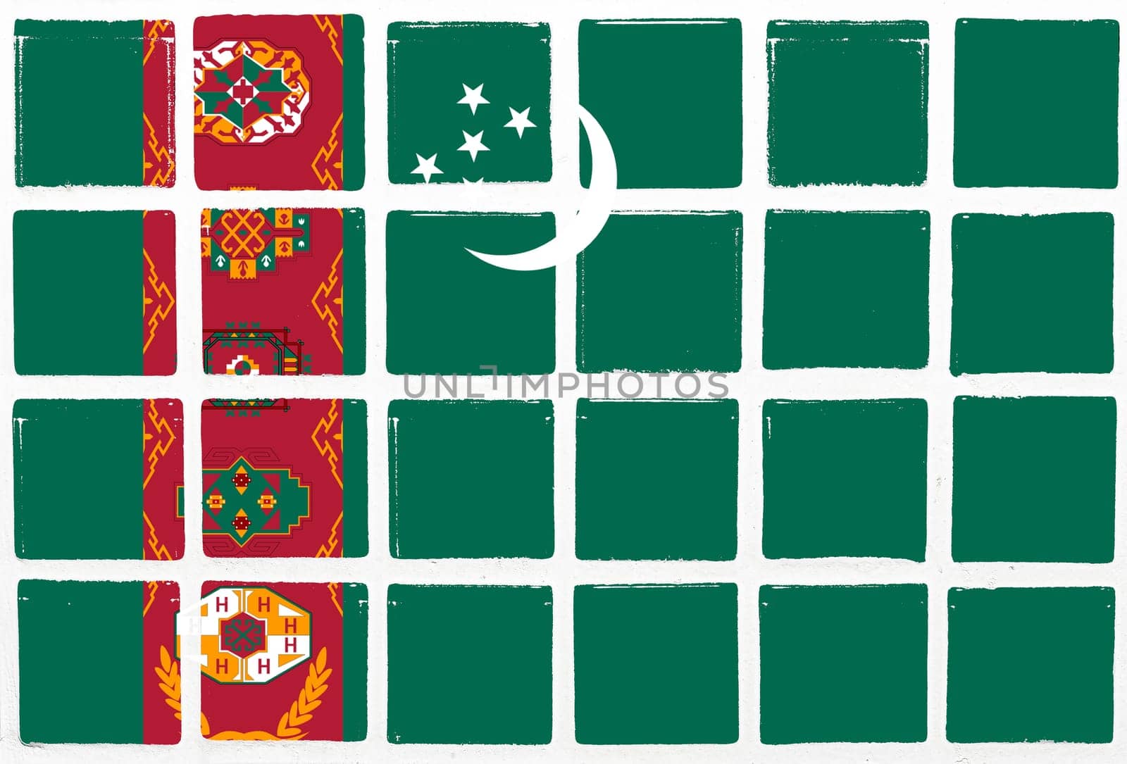 Glazed tiles turkmenistian flag