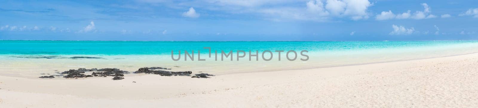 Amazing Pointe d'Esny beach on the South East Coast of Mauritius. Panorama