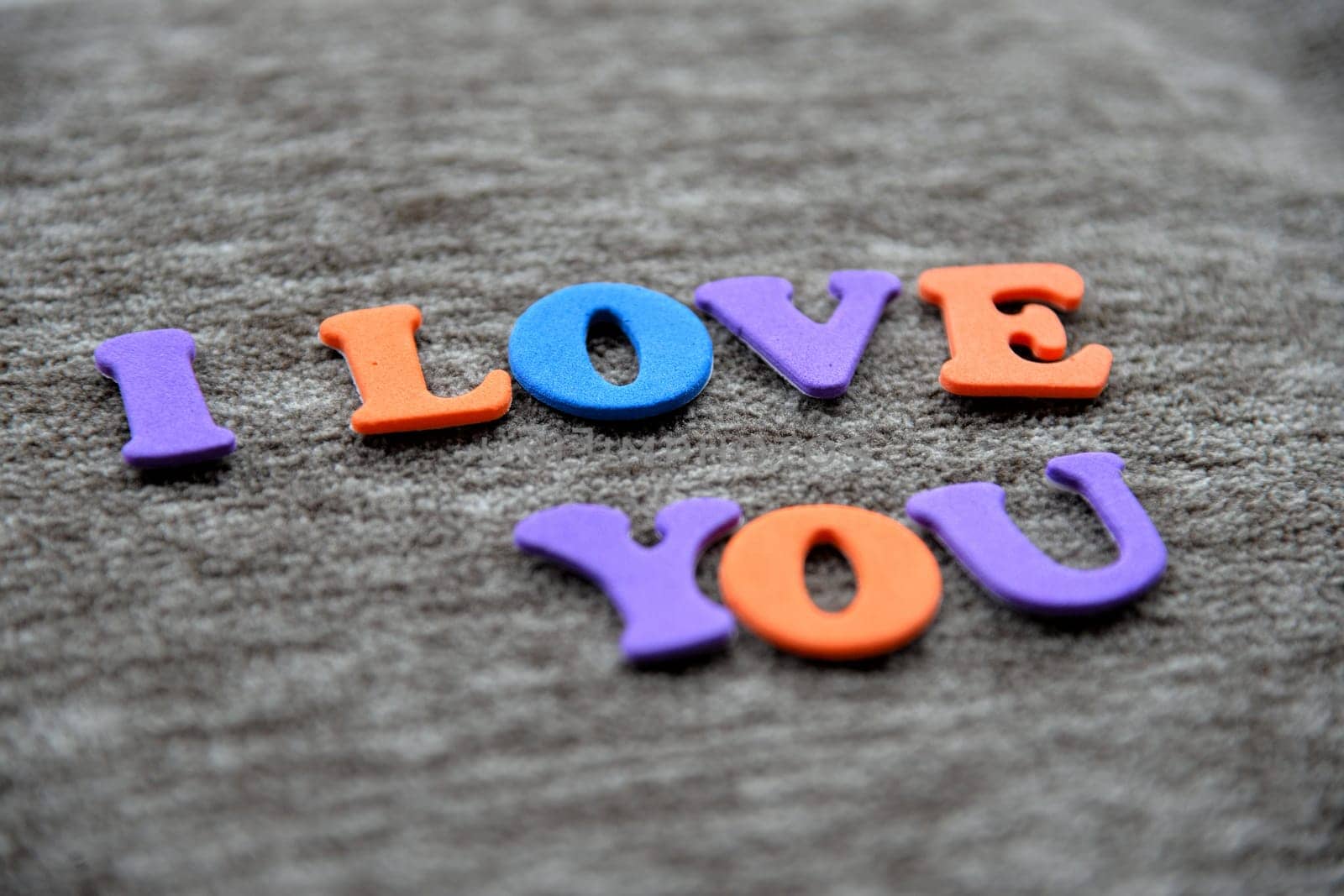 I love You on fabric background