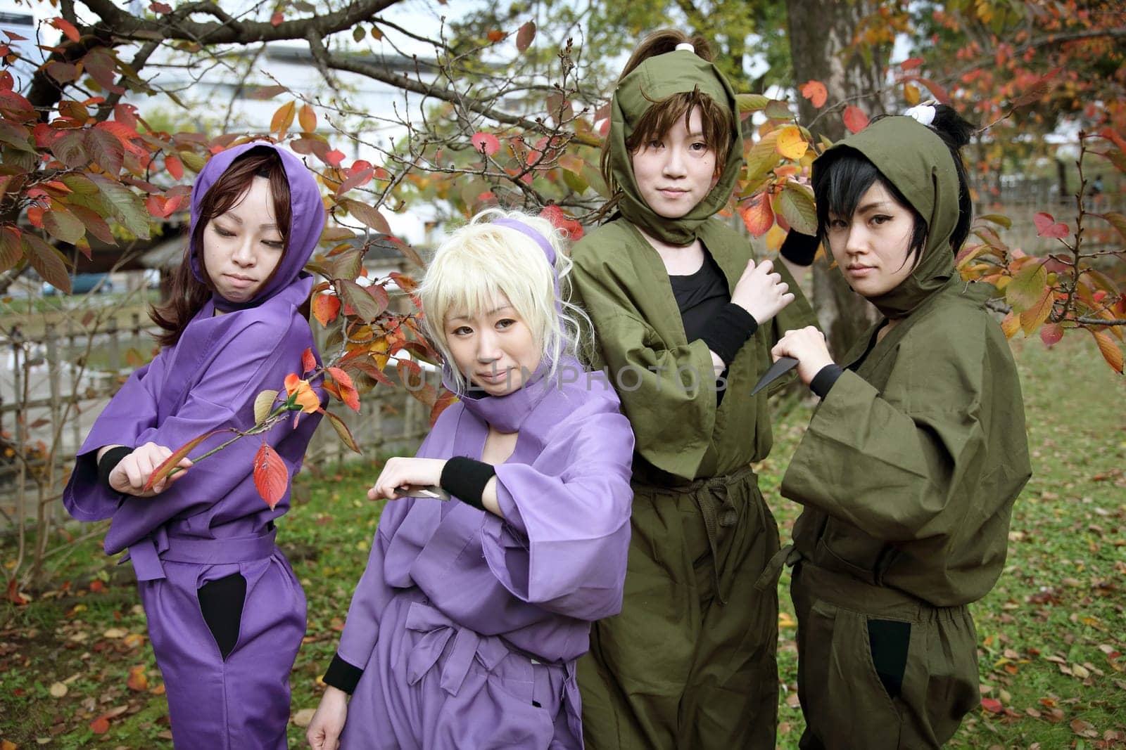 Kagawa, Japan - November 20, 2016: Young japanese girl dressed in cosplay costume at Mamugame-Jou Park. Photo taken in Marugame Cosplay Convention during a meeting of cosplayer.