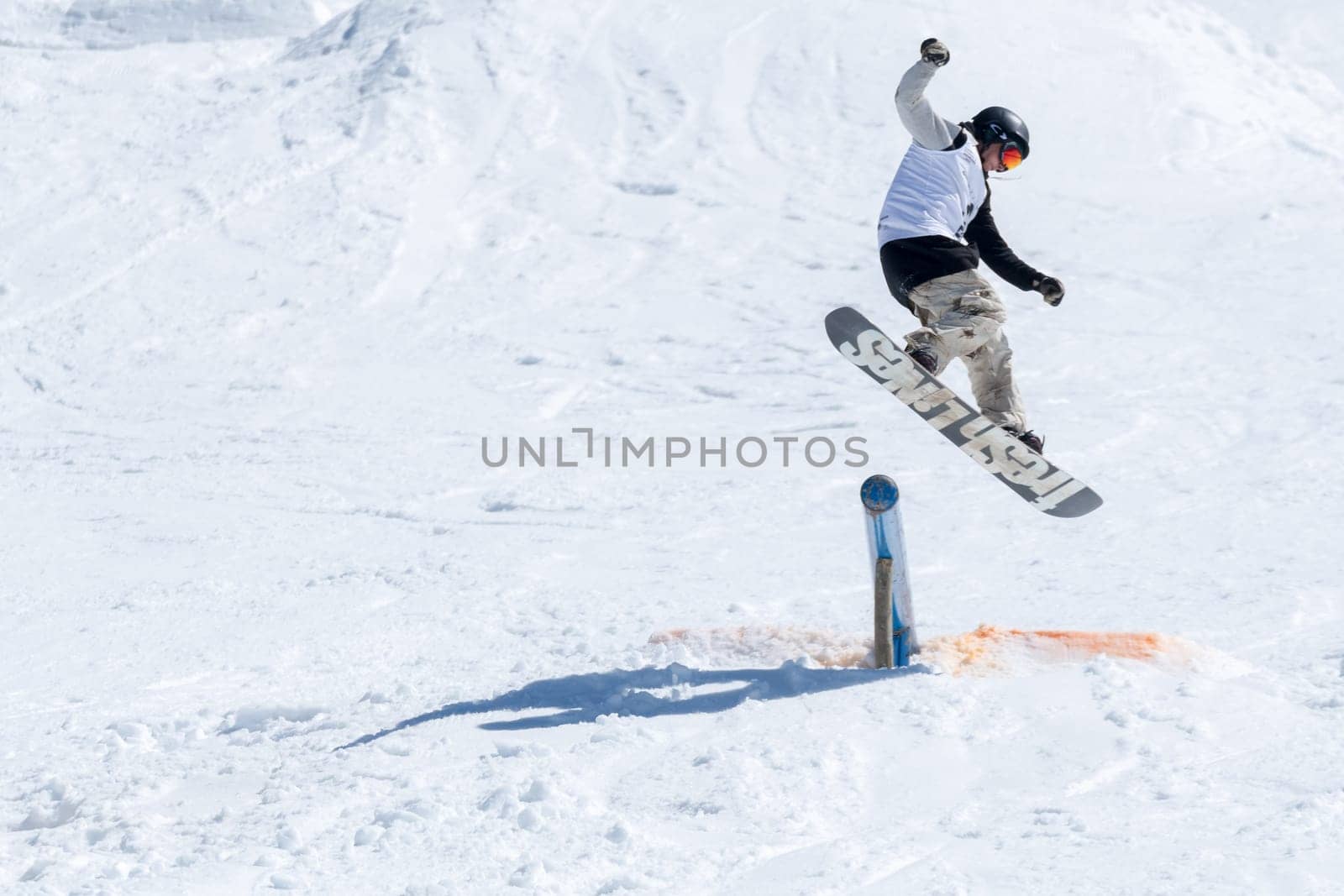 COVILHA, PORTUGAL - APRIL 2, 2017:  Robinson Weiske during the National Snowboard  Championships at Serra da Estrela, Covilha, Portugal.