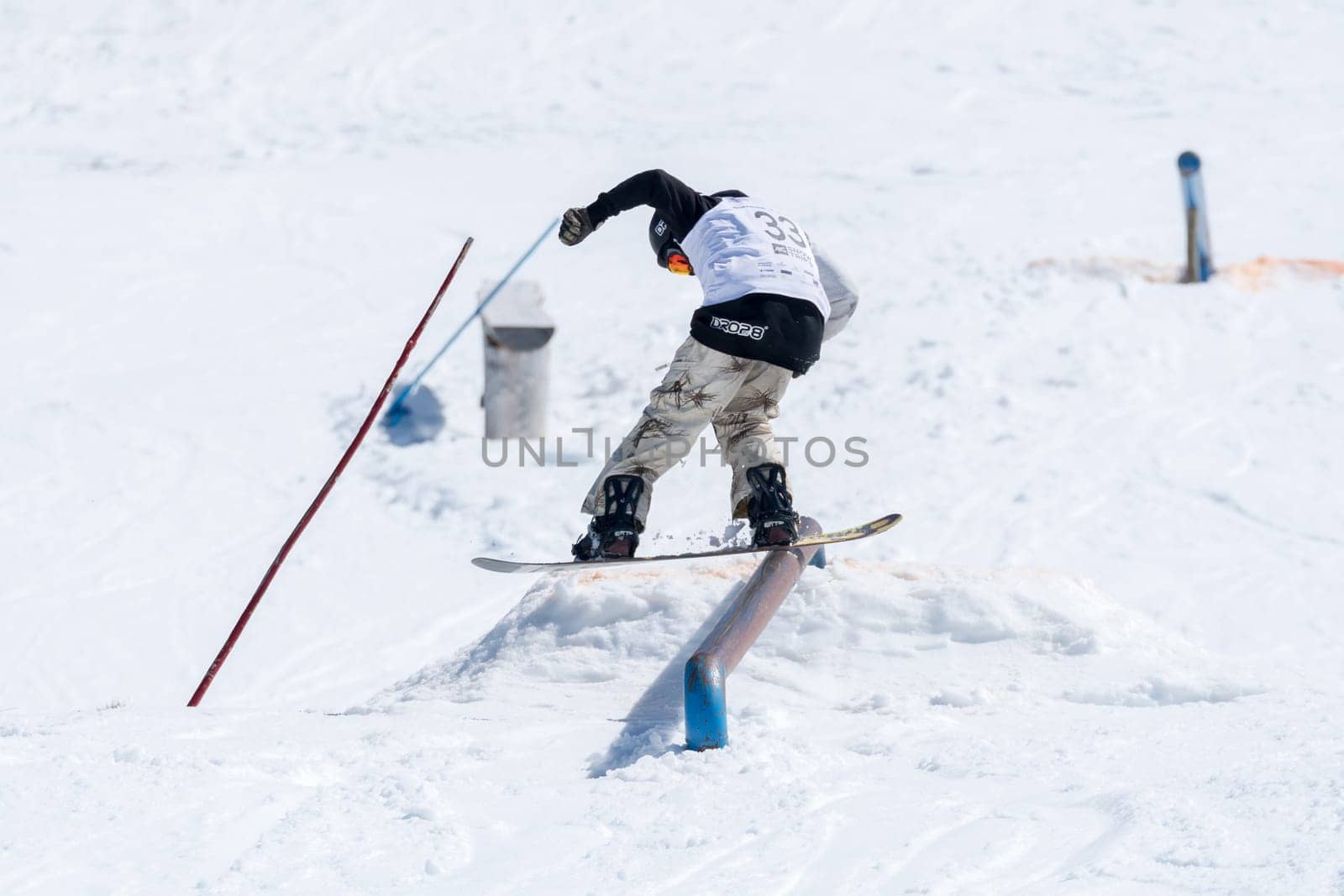 COVILHA, PORTUGAL - APRIL 2, 2017:  Robinson Weiske during the National Snowboard  Championships at Serra da Estrela, Covilha, Portugal.