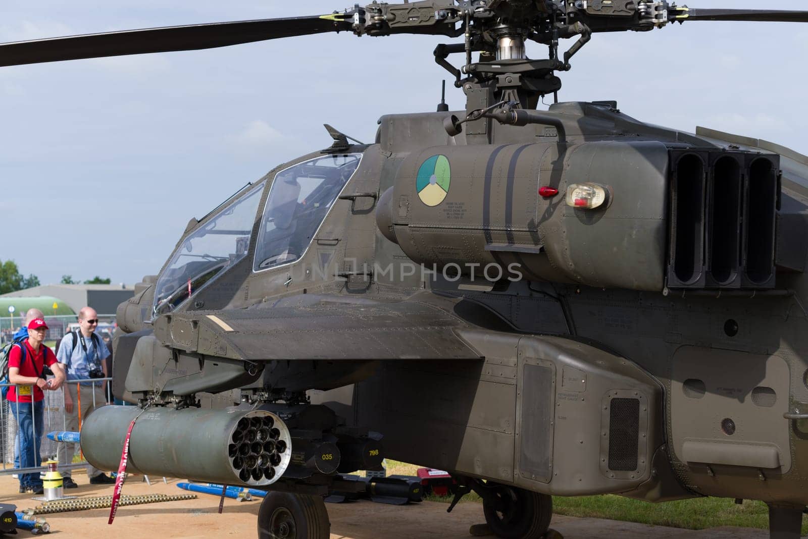 LEEUWARDEN, NETHERLANDS - JUNE 10, 2016: AH-64 apache combat helicopter during the dutch air force open days