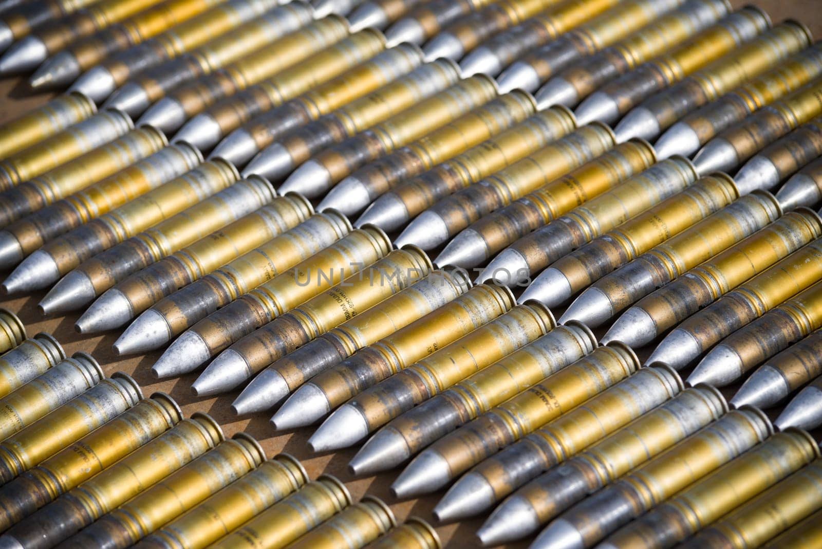 30mm cannon shells used in an onboard cannon of an AH-64 apache helicopter